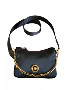 Bolso de hombro VERSACE MEDUSA de nailon de cuero negro  - Imagen 1 de 16