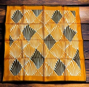 Vtg Scarf Geometric Abstract Mod Print Orange Brown White Square Bag Scarf Japan - Picture 1 of 7