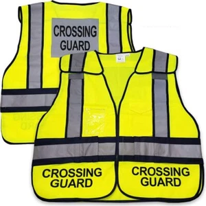 Crossing Guard Vest, School Crosswalk Traffic Safety, Reflective Green 2XL - Picture 1 of 7