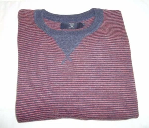 J CREW Striped Crew Neck Sweater Men's Size L Large Red Blue Stretch 100% Cotton - Picture 1 of 5