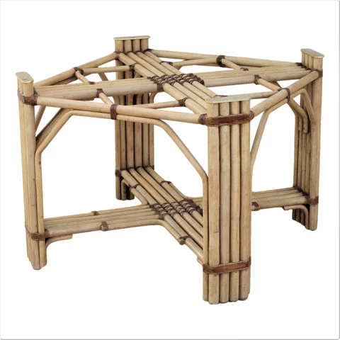 Drexel Heritage Rattan Bamboo Dining Table Base Organic Modern w/Leather Vintage Cover