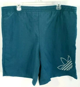 Vtg Adidas Shorts Swim Trunks Men's Large Dark Teal Trefoil Distressed - Picture 1 of 12