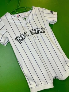 MLB Colorado Rockies Majestic Pin-Stripe Baby Outfit Toddler 12 months - Picture 1 of 4