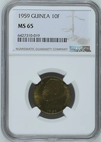 GUINEA 10 Francs 1959 NGC MS65 Sekou Toure Cover
