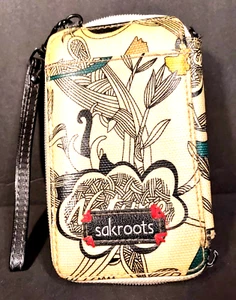 Sakroots Wallet Wristlet Organizer Floral Bird Zip Around Smartphone Peace BOHO - Picture 1 of 4