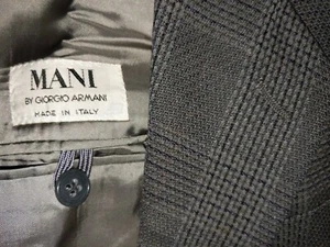 Vintage GIORGIO ARMANI Glen Plaid Olive Blue Sport Coat Jacket Blazer Tweed 42R - Picture 1 of 8