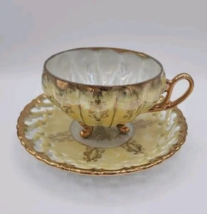 Vtg Shafford Japan China Iridescent Hand Painted Teacup and Saucer Lusterware - Picture 1 of 8
