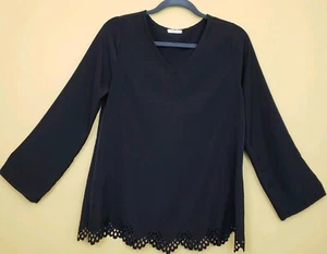 12pm by mon ami Womens Size S Top Black Long Sleeve Made in Usa - Picture 1 of 7