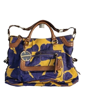 Hayden Harnett Purse Floral Print Zip Closure Blue Yellow Handbag - Picture 1 of 16