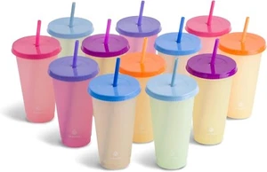 Juego de tazas reutilizables cambiantes de color Manna 24 oz - 12 piezas - lima, naranja, cielo azul, - Imagen 1 de 7