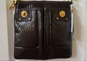 Marc Jacobs Dark Brown Pebble Patent leather crossbody bag NWT - Picture 1 of 11