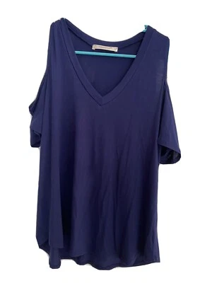 Top Veronica M Essentials Azul Manga Corta Hombro Frío Elastizado Cuello en V XS Foto 1 de 4