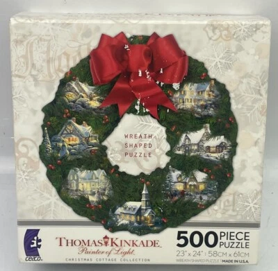 NUEVO Ceaco Thomas Kinkade Colección Casa de Navidad 500 piezas Rompecabezas en forma de corona Foto 1 de 3