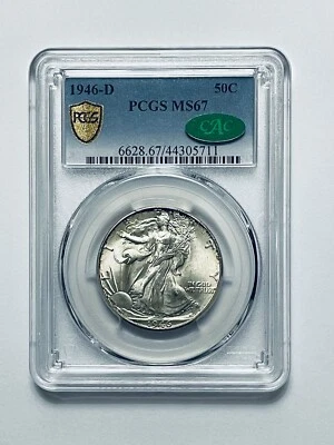 1946-D Walking Liberty Silver Half Dollar PCGS MS67 CAC - Image 1 of 4