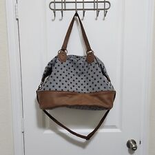 Mossimo Supply Co. Polka Dot Weekender Duffle Bag Faux Leather Gray Blue Flannel