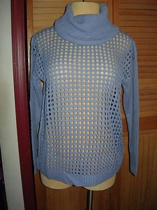 LANE BRYANT Blue Open Stitch Cowl Neck Sweater 18/20 18W 20W 1X 2X - Picture 1 of 1