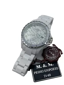OROLOGIo m&m primo emporio STRASS POLICARBONATO ROTONDO PELLE OFFERTA!!!! - Picture 1 of 2