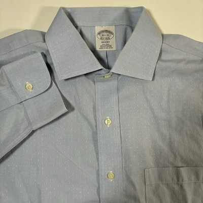 Camisa Brooks Brothers Regent 16.5 33 Azul Geométrico Oxford Botón Vestido Sin Planchar Foto 1 de 4