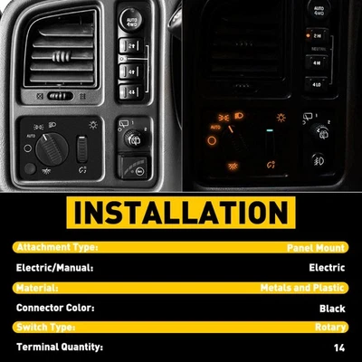 Interruptor de faros atenuador de faros para Chevy Silverado GMC Sierra Yukon 2003-2007 Foto 1 de 4