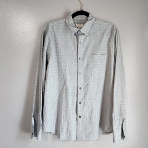 Club Monaco Men's Slim Fit Shirt Gray Check Print Size M Cotton L/S Button-down - Picture 1 of 20