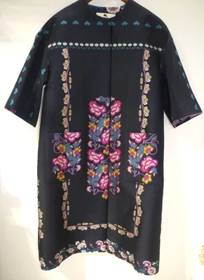 罕见! EUC Etro Milano 意大利女式外套连衣裙 42 - 6/8 真丝和羊毛可穿戴艺术 — 第 1/4 张图片