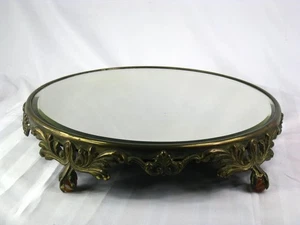 Vintage runder Kosmetikspiegel aus abgeschrägtem Glas mit Krallenfuß - Bild 1 von 11