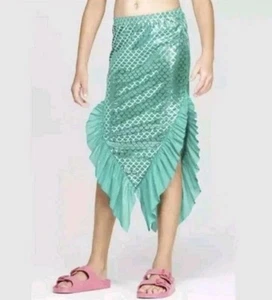 Cat & Jack Girls Swim Small 6/6X Mermaid Tail Cover Up Bottom Green EUC - Picture 1 of 3