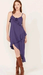 Angie Dress Small Assymetric Smocked Boho Cottage Beach Festival Western New - Picture 1 of 13