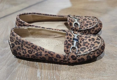 Liz Claiborne Moccasin Leather Suade Brown Animal Print Shoes Flat Loafer Size 7 - Image 1 of 4