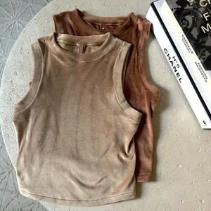 Skims Set of 2 Velour Crewneck Tanks in Sienna & Honey Sizes S/M - Picture 1 of 12