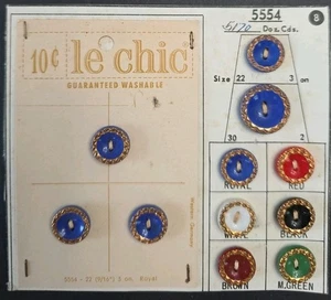 Coleccionable Le Chic Colorido Vidrio y Bordes Dorados Vendedor MUESTRA BOTÓN TARJETA - Imagen 1 de 3