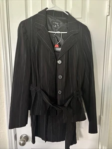 Traje chaqueta de mujer T.Milano a rayas negras talla 18 con falda - Imagen 1 de 6