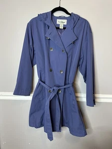 L.L. Bean Women’s SZ PL Raincoat Belted Vented Lined Hood Anorak Water Water Rep - Picture 1 of 11