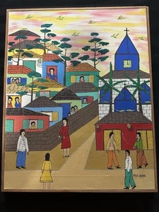 "Pintura artística original ingenua de Neuza Leodora 20x16"" Brasil folclórica firmada"  - Imagen 1 de 10