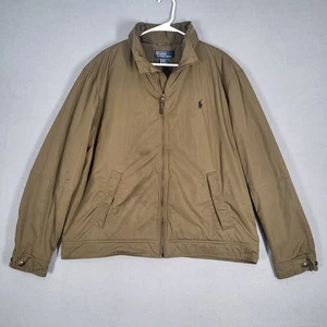 Vintage Polo Ralph Lauren Jacke Herren XL Khaki Braun Full Zip Mantel Pony Logo - Bild 1 von 15