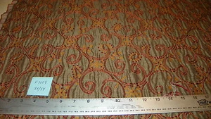 Taupe Rust Gold Print Jacquard Upholstery Fabric Remnant  F1009 - Picture 1 of 1