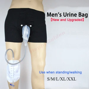 Male Wearable Incontinence Pants Urinal Leg Bag Urine Funnel Silicone Collector - Picture 1 of 19