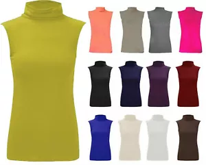 Top donna smanicato collo alto donna collo polo tartaruga bodycon top - Foto 1 di 24