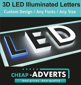 3D Letters LED Illuminated 20cm. Custom Design - Free Artwork - Picture 1 of 7