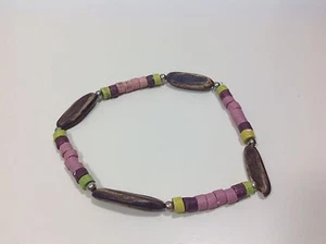 Grandma's Jewelry ~ Vintage Island Wood Beaded Bracelet 4" - Picture 1 of 2