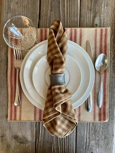 Saco de grano mantel individual forrado con servilleta de tela escocesa y hecha en casa - Imagen 1 de 5