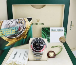 ROLEX - Vintage SS GMT Master II Coke Bezel Black & Cream Dial 16710 SANT BLANC - Picture 1 of 7
