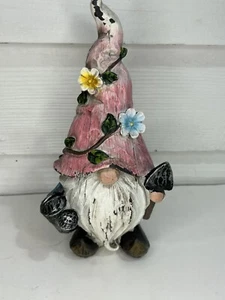 Figura di gnomo da giardino primaverile - rosa alto 8,5 pollici - Foto 1 di 4