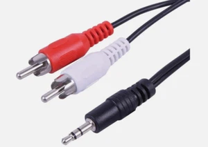 UK 3.5mm Jack to 2 RCA Cable AUX Twin Phono Headphone Stereo Audio Lead 1.5m - Picture 1 of 5