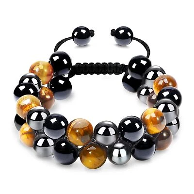 Pulsera Azul Triple Protección Cristal Ojo de Tigre Piedra Cuentas para Aliviar el Estrés Foto 1 de 4