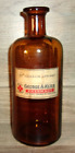 Antique 1920's Apothecary Brown Glass Pharmacy Medicine Bottle Alkaline Antisept