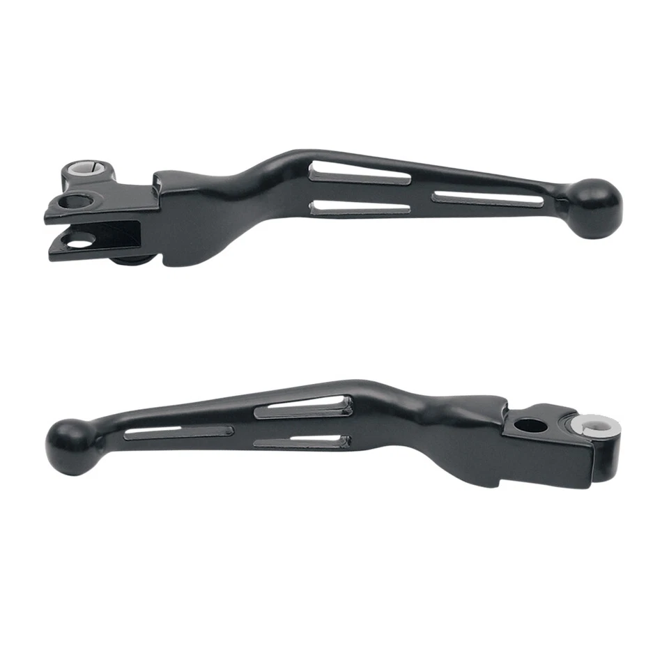 Palancas de hoja ancha ranuradas negras satinadas modelos Harley-Davidson Softail 1999-2014 Foto 1 de 1