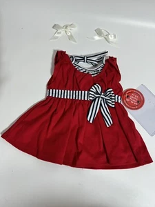 Build A Bear Red Dress Black White Stripes Front Bow NWT Bows BAB Clothes - Picture 1 of 6
