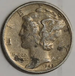 1945 D Mercury Dime - $ 0,10 - 90% argento circolato - Foto 1 di 2