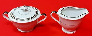 Imperial Sincerity Creamer and Sugar Bowl w/Lid 318 Dalton Platinum Trim - Picture 1 of 7